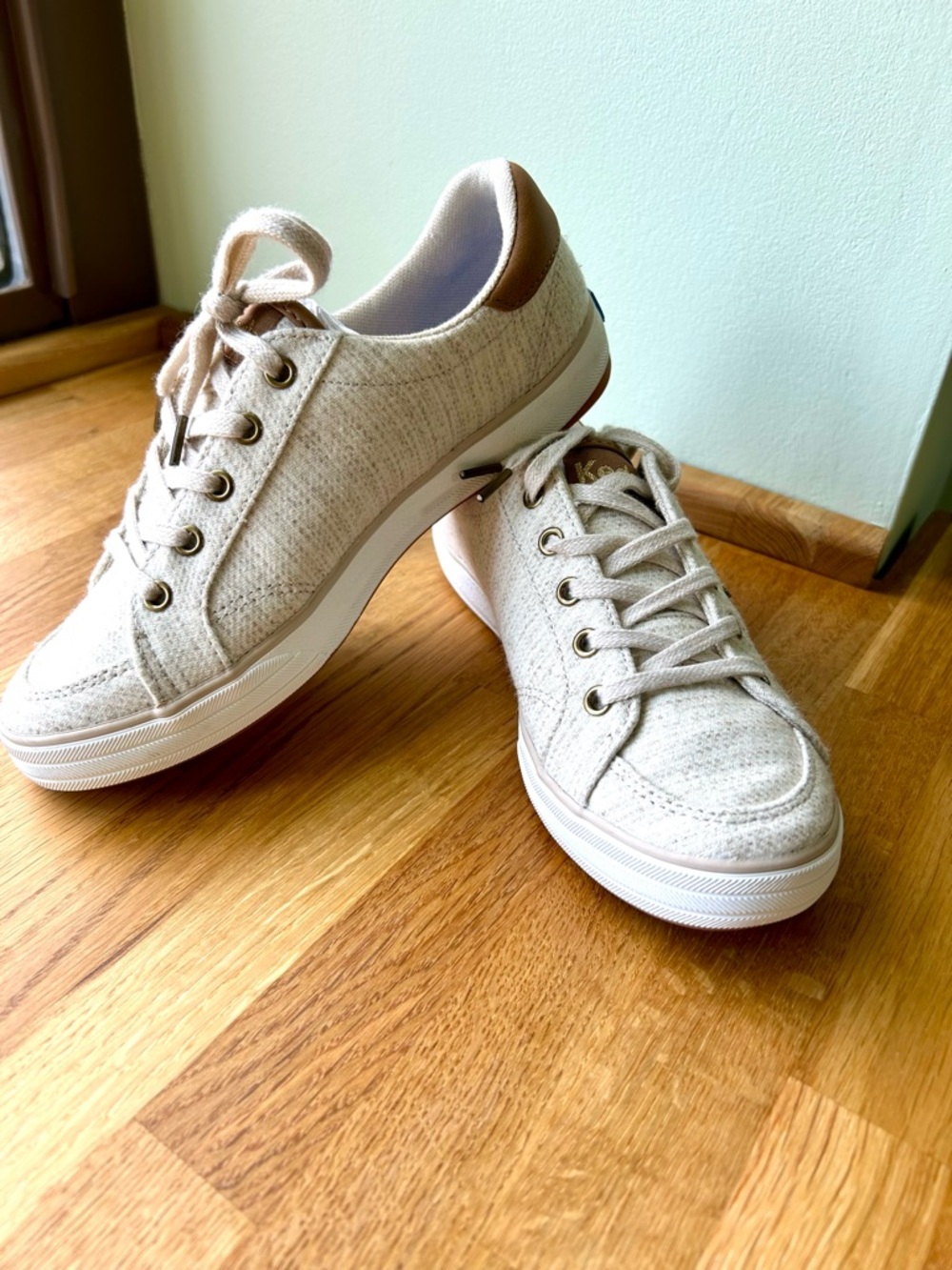 Keds Women's Low-Top Sneakers in Cream with Tan Heel